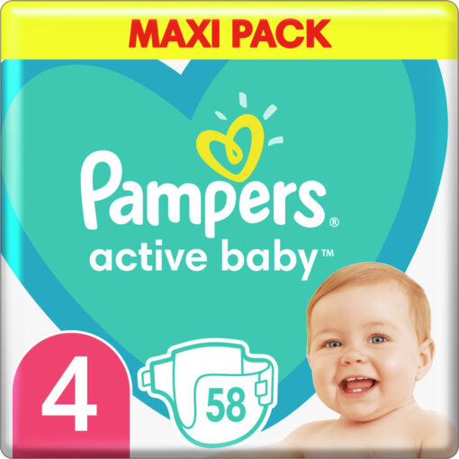 Pampers Active Baby Maxi Pack No4, 9-14kg 58Τμχ