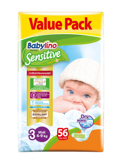 Πάνες Babylino Sensitive Value Pack No3 4-9kg (56τεμ.)