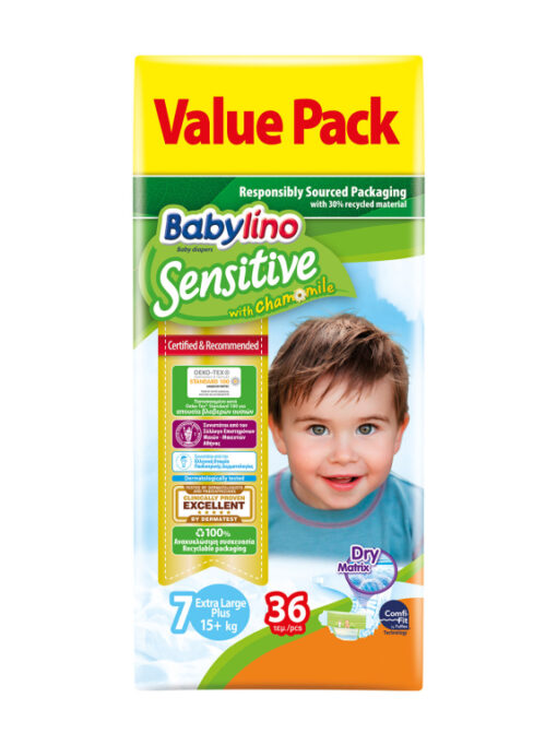 Babylino Sensitive Value Pack Πάνες No7 Extra Large Plus 15+kg (36τεμ)