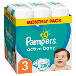 Pampers Πάνες με Αυτοκόλλητο Active Baby No. 3 για 6-10kg 208τμχ