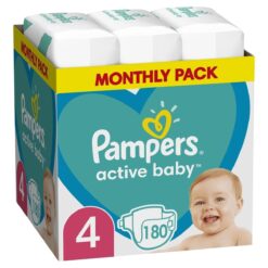 Πανες Pampers Active Baby Monthly Pack Νο4 (9-14kg) 180τμχ