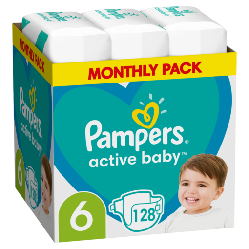 Pampers Πάνες με Αυτοκόλλητο Active Baby No. 6 για 13-18kg 128τμχ
