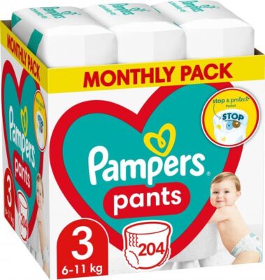 Pampers Πάνες Βρακάκι Pants No. 3 για 6-11kg 204τμχ
