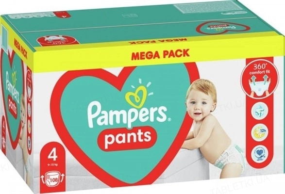 Pampers Πάνες Βρακάκι Pants No. 4 για 9-15kg 108τμχ