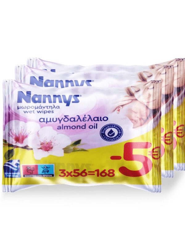 Nannys Baby's Wish Almond Oil Μωρομάντηλα 3x56τμχ